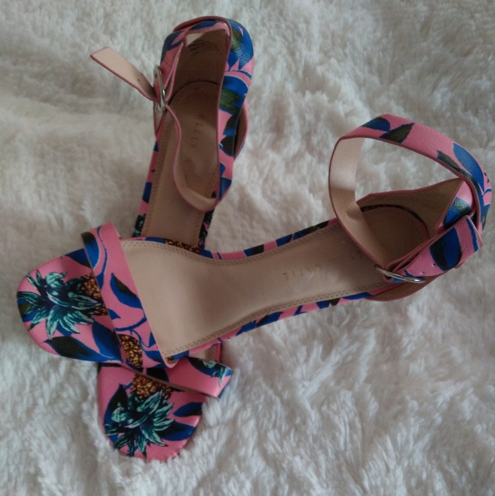 Kelly & Katie Pink Floral Ankle Strap Heels